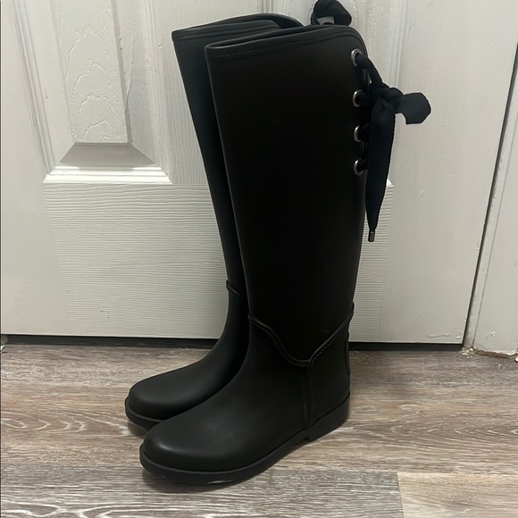 Coach Black Quilted Winter Rain Boots - Picture 1 of 6